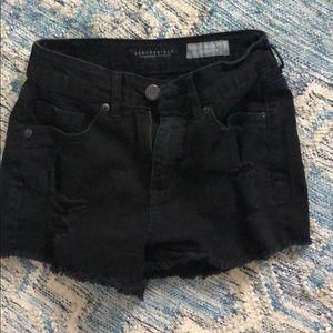 Black denim ripped shorts by Aeropostale